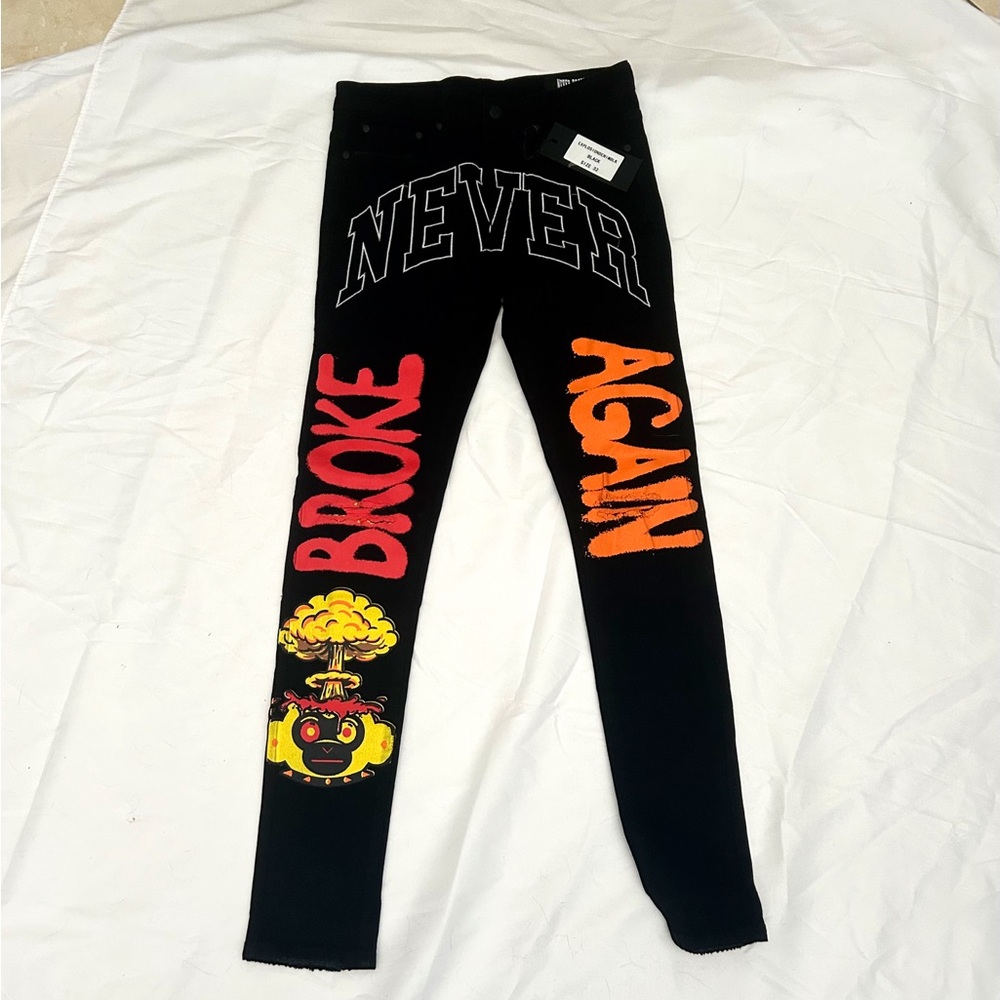 Never Broke Again Monkey Explosion Denim Jeans - Size 42